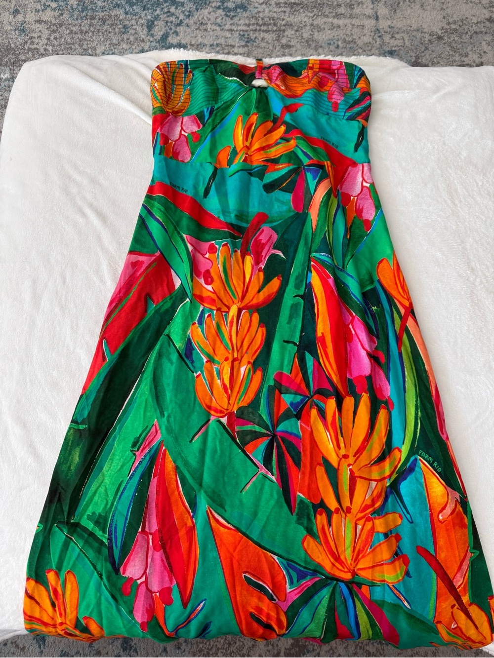 Farm Rio x Anthropologie Maxi Dress Cover Up Vacay Preppy Retro Resort S D83